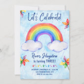 Rainbow Birthday Uitnodiging (Voorkant)