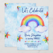 Rainbow Birthday Uitnodiging (Voorkant / Achterkant)