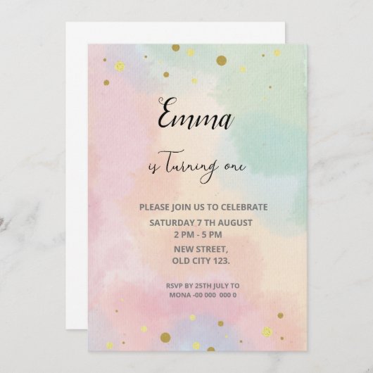 Rainbow Birthday Uitnodiging (Voorkant / Achterkant)