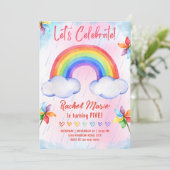 Rainbow Birthday Uitnodiging (Staand voorkant)