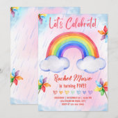 Rainbow Birthday Uitnodiging (Voorkant / Achterkant)