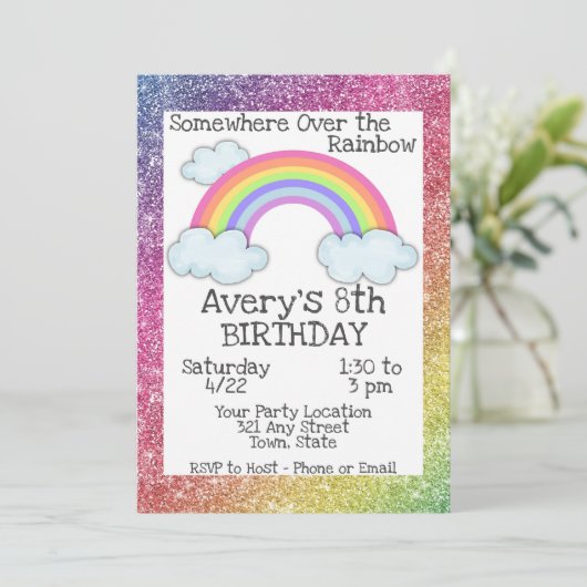 Rainbow Birthday Uitnodiging (Staand voorkant)