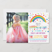 Rainbow Birthday Uitnodiging met foto  (Voorkant)