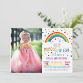 Rainbow Birthday Uitnodiging met foto  (Staand voorkant)