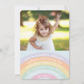Rainbow Birthday Uitnodiging met foto (Voorkant)