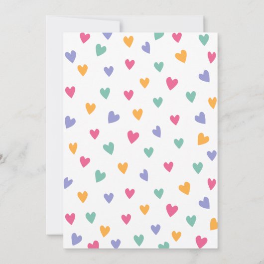 Rainbow Birthday Uitnodiging met harten (Achterkant)