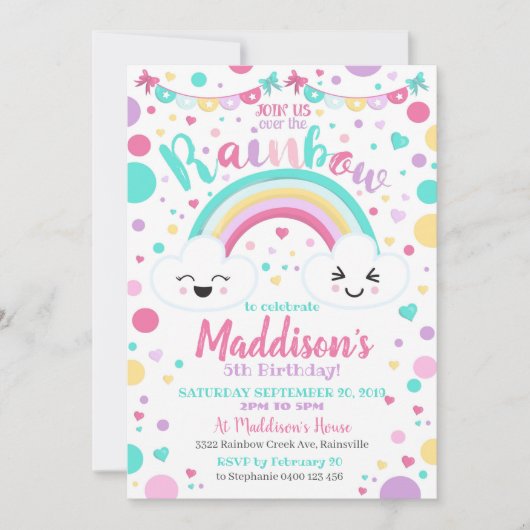 Rainbow Birthday Uitnodiging - Rainbow Party (Voorkant)