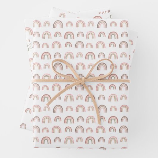 Rainbow Birthday Wrapping Paper Sheets (In situ)