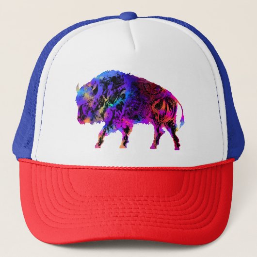 Rainbow Bison Buffalo Trucker Pet (Voorkant)