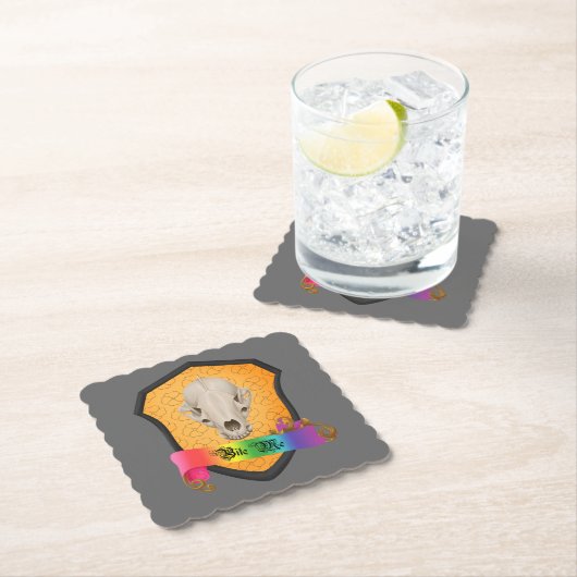 Rainbow Bite Me Badger Skull Kartonnen Onderzetters (Insitu)