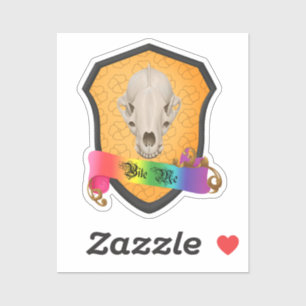 Rainbow Bite Me Badger Skull Sticker