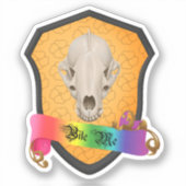 Rainbow Bite Me Badger Skull Sticker (Voorkant)