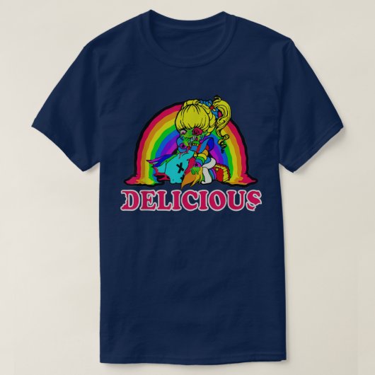 Rainbow Bites Funny Retro 80s Zombie Halloween 620 T-shirt (Design voorkant)