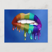 Rainbow Biting Druppelende lippen Pride Briefkaart (Voorkant)