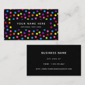 Rainbow Black Bright Polka Dots Confetti Pattern Visitekaartje (Voorkant / Achterkant)