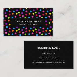 Rainbow Black Bright Polka Dots Confetti Pattern Visitekaartje