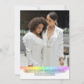 Rainbow Black Brush Script Let's Party Photo Kaart (Achterkant)