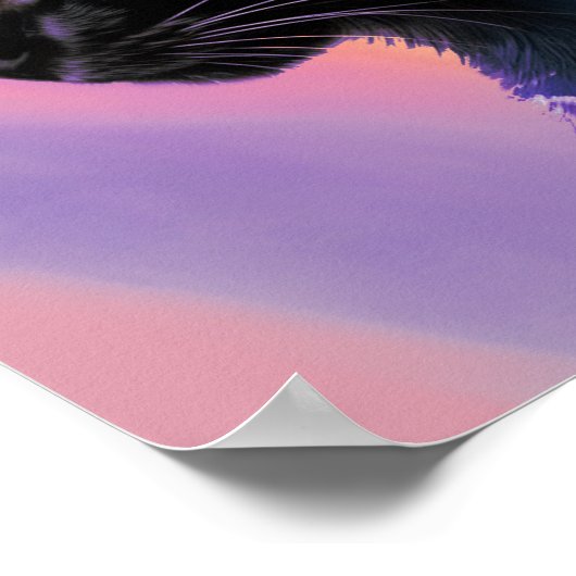 Rainbow Black Cat Design Surreal Poster Print Art (Hoek)