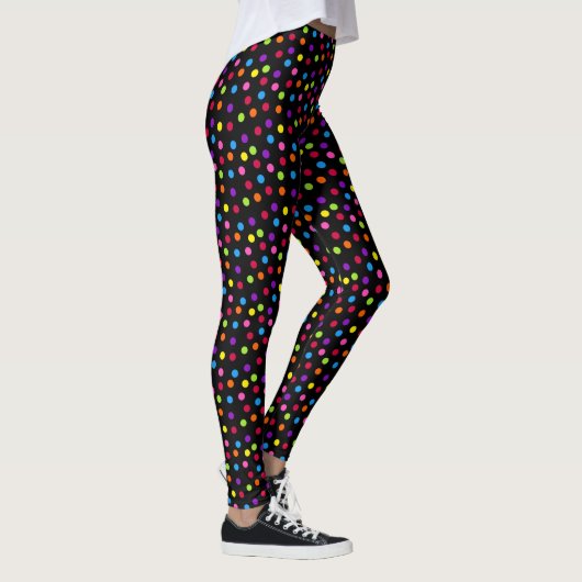 Rainbow Black Colorful Polka Dot Leggings (Rechts)