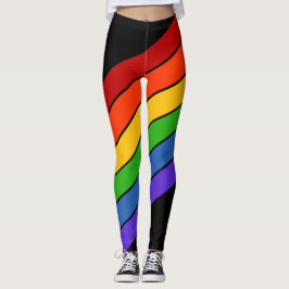 Rainbow Black Diagonaal PRIDE Striped Leggings
