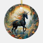  Rainbow Black Eenhoorn Keramisch Ornament (Voorkant)