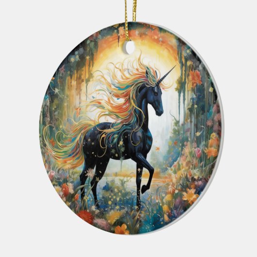  Rainbow Black Eenhoorn Keramisch Ornament (Links)