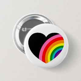 Rainbow Black Heart Ronde Button 5,7 Cm