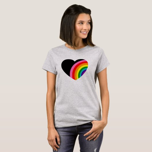Rainbow Black Heart T-shirt (Voorkant volledig)