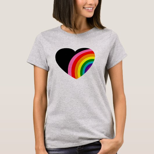 Rainbow Black Heart T-shirt (Voorkant)