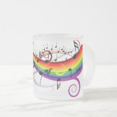 Rainbow Black Musical Notes Frosted Mok (Voorkant rechts)