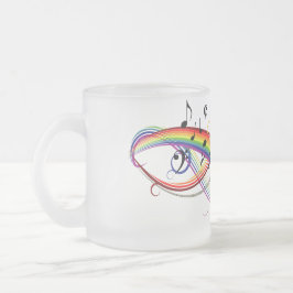 Rainbow Black Musical Notes Frosted Mok