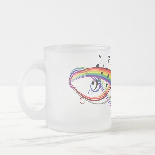 Rainbow Black Musical Notes Frosted Mok (Links)