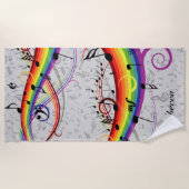 Rainbow Black Musical Notes on Gray Strandlaken (Voorkant)