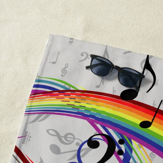 Rainbow Black Musical Notes on Gray Strandlaken (In situ)