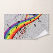 Rainbow Black Musical Notes on Grey Bad Handdoek (Handdoek)