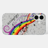 Rainbow Black Musical Notes on Grey Case-Mate iPhone Case (Achterkant (horizontaal))
