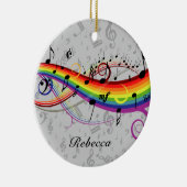 Rainbow Black Musical Notes on Grey Keramisch Ornament (Rechts)