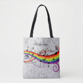 Rainbow Black Musical Notes on Grey Tote Bag (Voorkant)