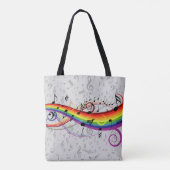 Rainbow Black Musical Notes on Grey Tote Bag (Achterkant)