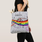Rainbow Black Musical Notes on Grey Tote Bag (Dichtbij)