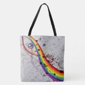 Rainbow Black Musical Notes on Grey Tote Bag (Voorkant)