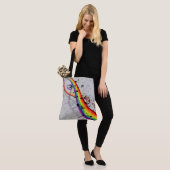 Rainbow Black Musical Notes on Grey Tote Bag (Op model)