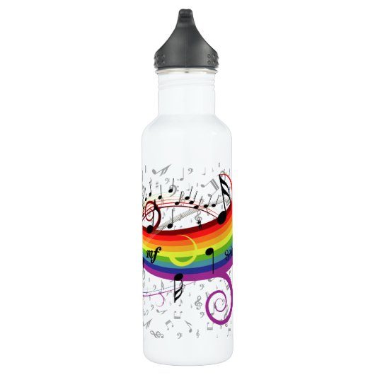 Rainbow Black Musical Notes on Grey Waterfles (Rechts)