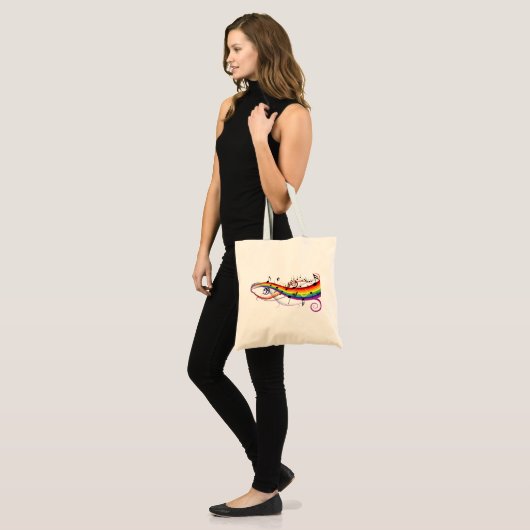 Rainbow Black Musical Notes Tote Bag (Voorkant (model))