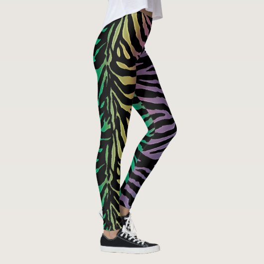 Rainbow Black Stripe Zebra — Leggings voor het afd (Rechts)