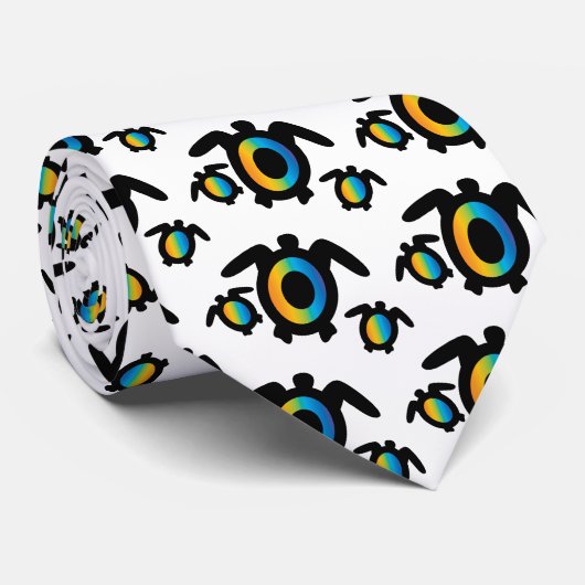 Rainbow Black Turtle Stropdas (Opgerold)