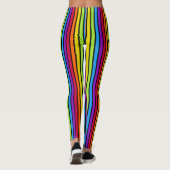 Rainbow Black Verticale strips helder kleurig Leggings (Achterkant)