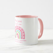 Rainbow blauw & roze gepersonaliseerde beste leraa mok (Voorkant rechts)