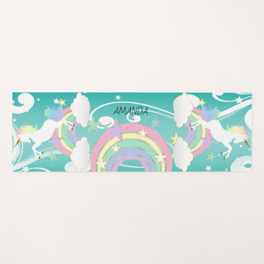 Rainbow Blauwgroen Unicorn Yoga Mat (Voorkant (horizontaal))