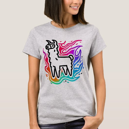 Rainbow Blaze Llama T-shirt (Voorkant)